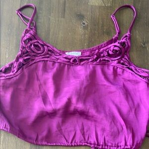Free people Purple satin crop Women's Top